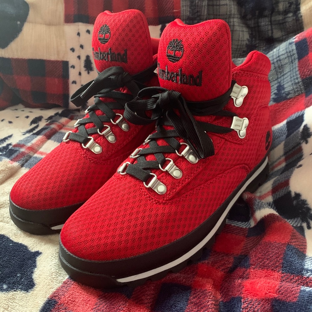 Timberland Women’s Red Mesh Hiker Boots